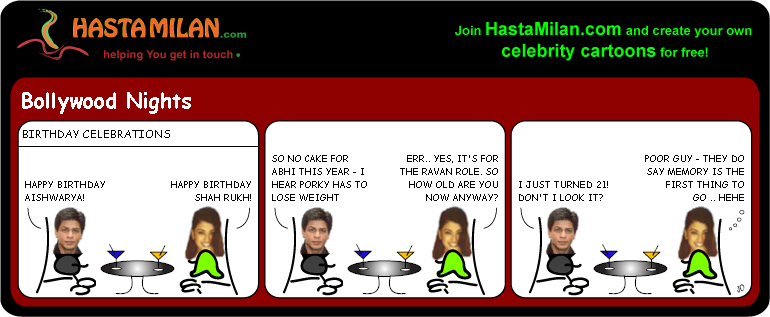 Aishwarya and SRK celebrate birthdays cartoon